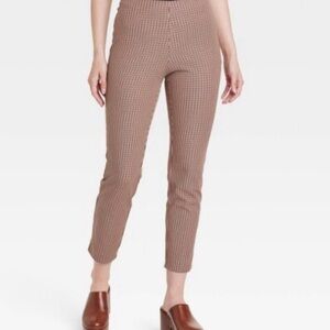 Women's A New Day Brown Plaid Skinny Ankle Pants - Size 2 and size 8 NWT